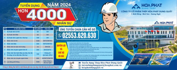 Thép Hòa Phát Dung Quất tuyển dụng 2023