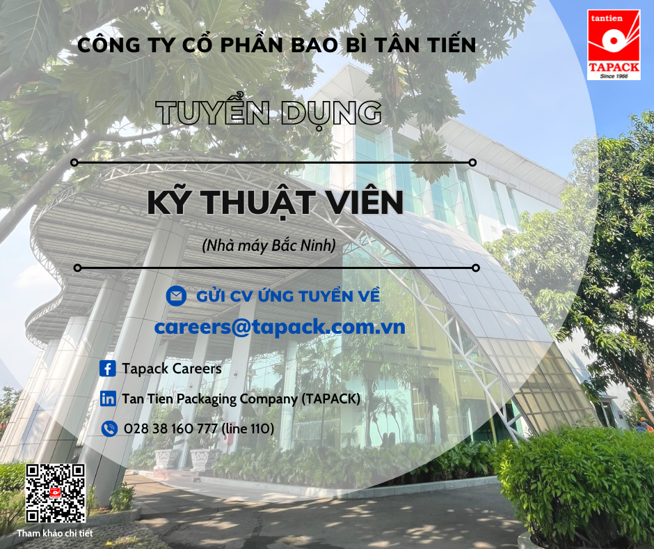 TAPACK Poster Tuyen dung Ky Thuat Vien