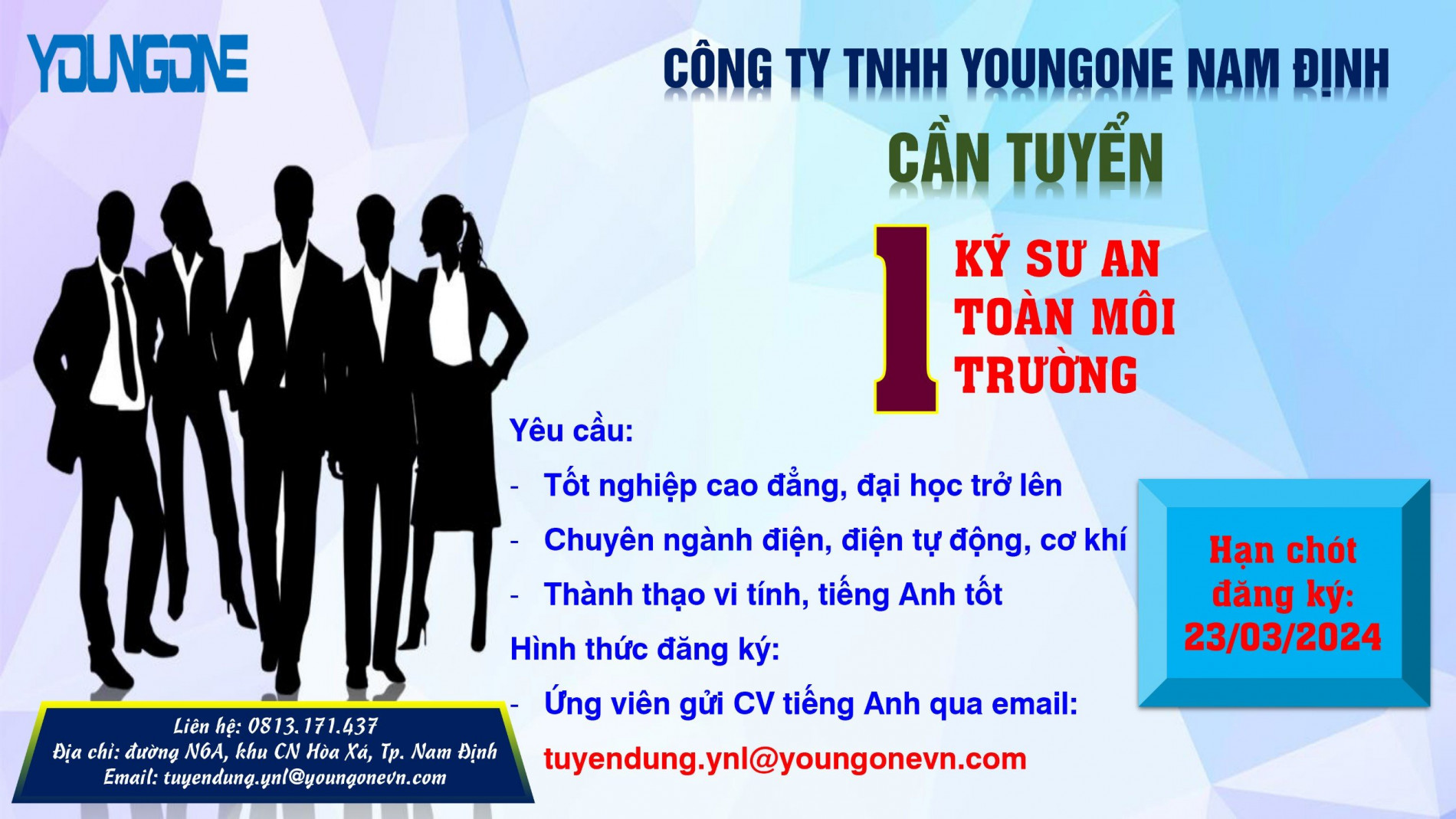 Công ty TNHH Youngone Nam Định tuyển dụng 02