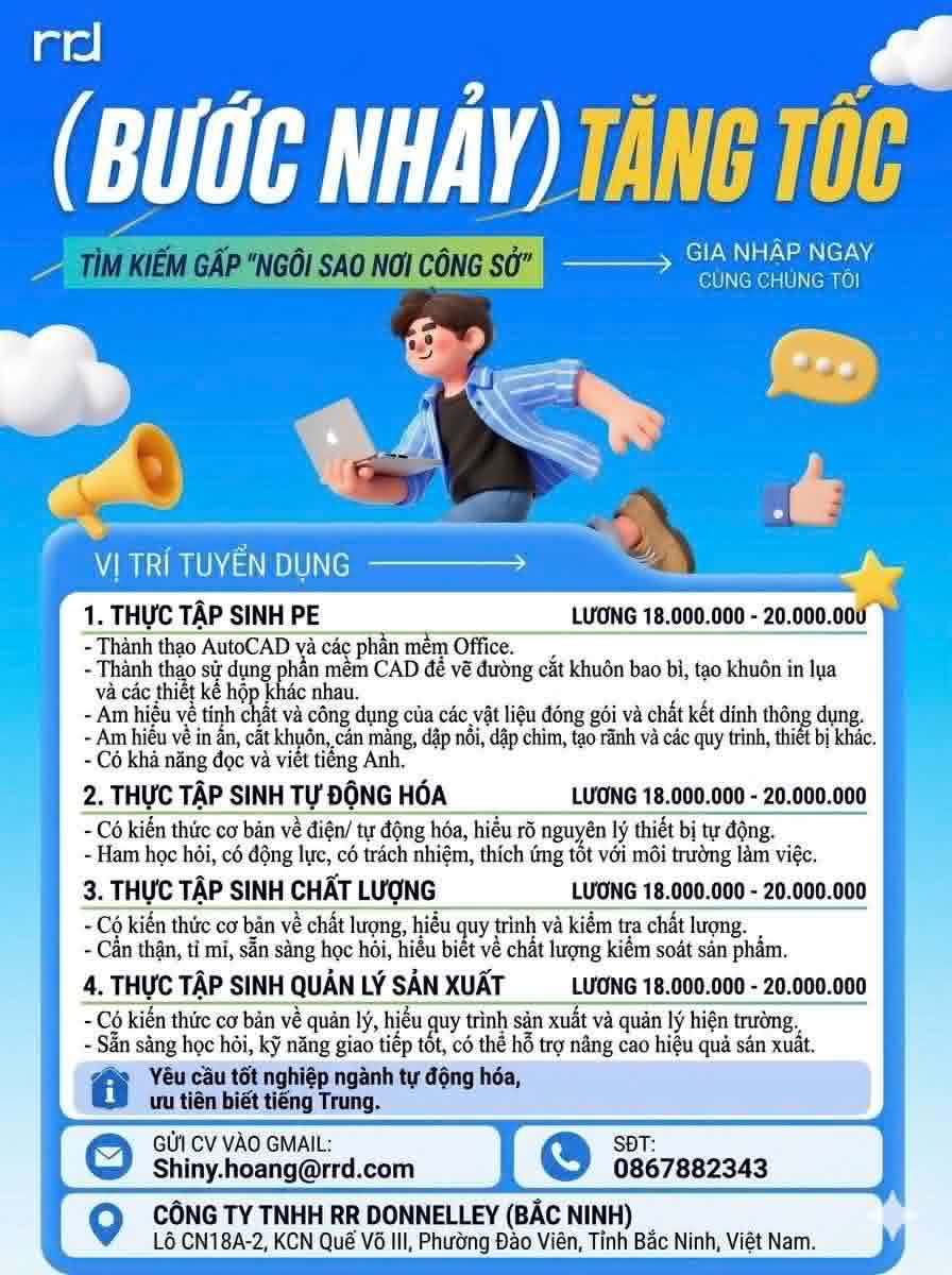 Công ty TNHH RR DONNELLEY (Bắc Ninh) tuyển dụng
